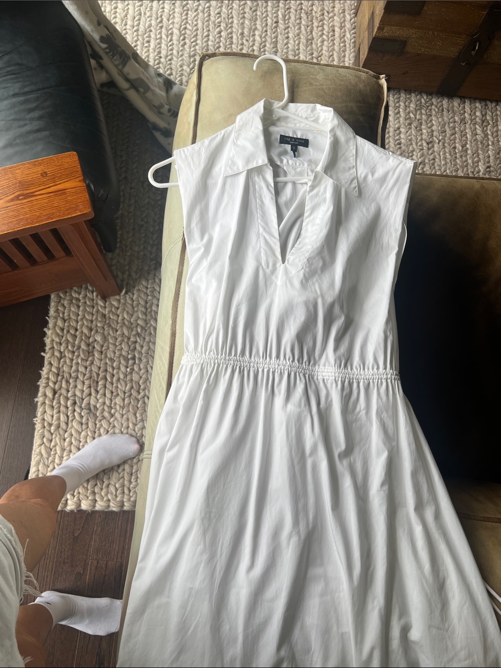 rag & bone White Sleeveless Collared Midi Dress WORN ONCE